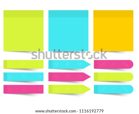 set of different color sheets of vector papers  sticky note.