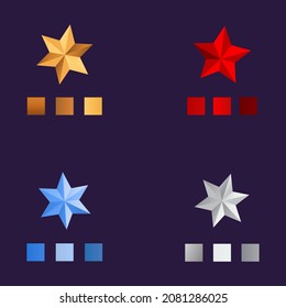 Set of different color stars with Gradian. vector illustration
