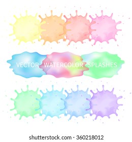 Set of different color vector watercolor splashes.Abstract background.Vector illustration.