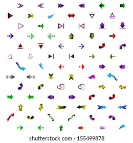 Set of different colored arrows in different directions