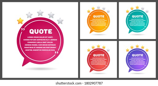Set of different colored blocks of quotes for statements or comments on a white background. Speech bubble templates with space for text 