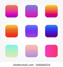 Set of different colored buttons. Trendy gradient. Isolated on a white background.