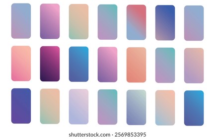 Set of different colored buttons. Trendy gradient. Isolated on a white background.