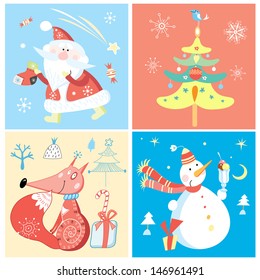 Set of different colored cheerful greeting for the new year