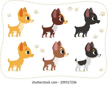 Set of different colored chihuahua