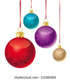 set of different colored Christmas balls