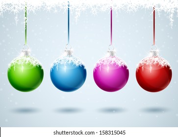 Set of different colored Christmas balls