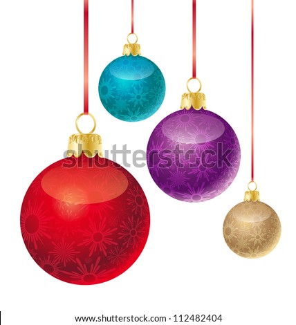 set of different colored Christmas balls