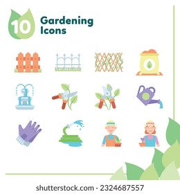 Set of different colored gardening icons Vector illustration