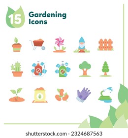 Set of different colored gardening icons Vector illustration