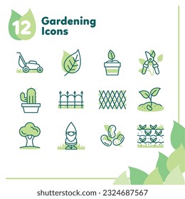 Set of different colored gardening icons Vector illustration