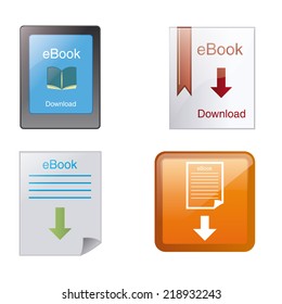 a set of different colored icons for ebook download buttons