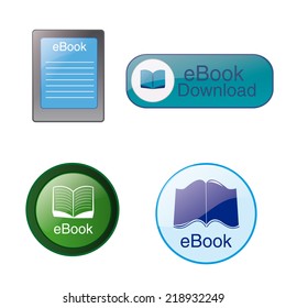 a set of different colored icons for ebook download buttons