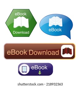 a set of different colored icons for ebook download buttons