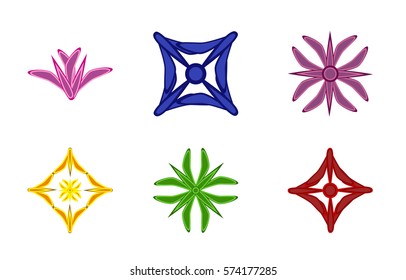 Set of different colored icons illustrated isolated