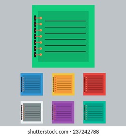 Set of Different Colored Notes. Vector Illustration