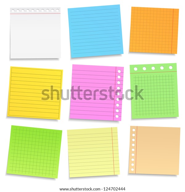 Set Different Colored Paper Notes Vector Stock Vector (Royalty Free ...