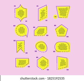 Set of different Colored quote speech bubble template isolated on white background. Vector illustration