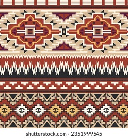 A set of different colored seamless repeated border patterns 