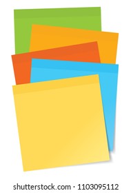 Set of different colored sheets of note papers as place for your texts. Realistic vector illustration isolated on white background