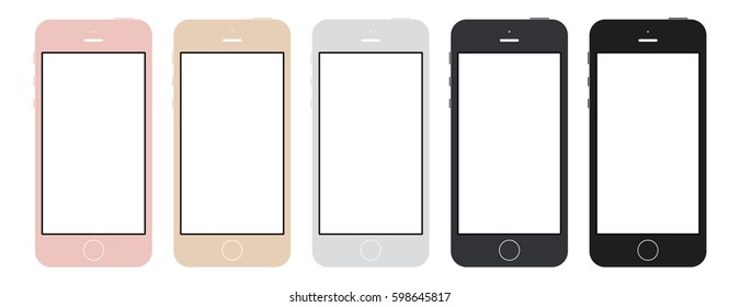 Set of different colored smartphones templates for web mock ups. Vector flat design. Perfect in web design presentations. 