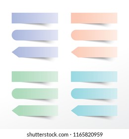 Set of different colored sticky notes on white background.Vector illustration.