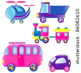 Set of different colored toys