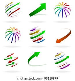 set of different colorful arrow illustrations