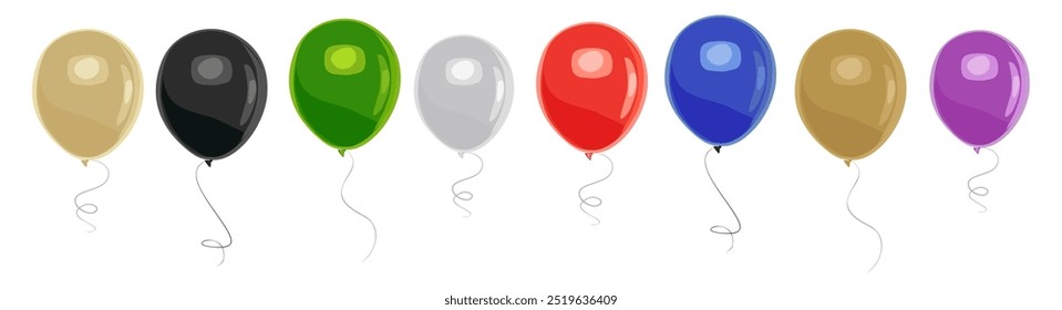 Set different colorful balloons isolated on white