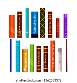 Set of different colorful books isolated on white