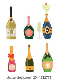 Set Different Colorful Bottles Champagne Isolated Stock Vector (Royalty ...