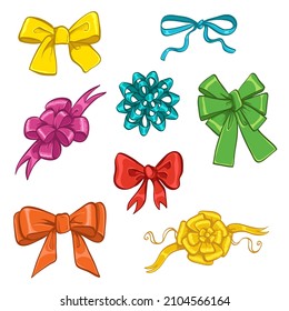 Set of different colorful bows, vector image, eps10