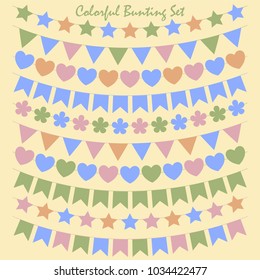 Set of different colorful bunting