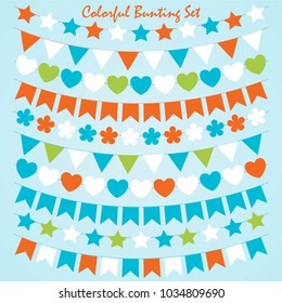 Set of different colorful bunting