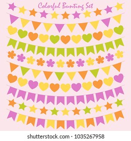 Set of different colorful bunting