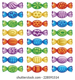 set of different colorful candies