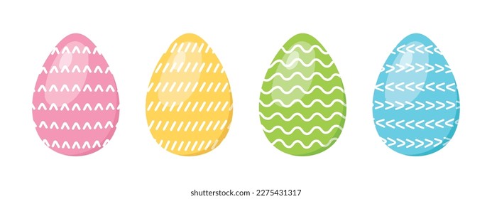 conjunto de diferentes huevos de Pascua coloridos con ornamentos - ilustración vectorial