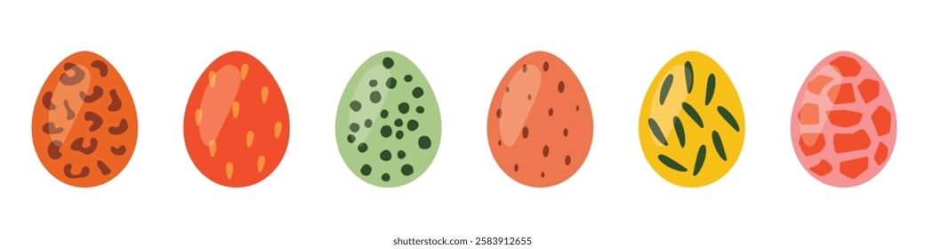 set of different colorful easter eggs with abstract ornaments - vector illustration