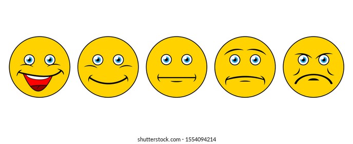 Set of different colorful emojis for your projects. Vector illustration.