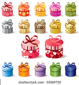 Set of different colorful gifts