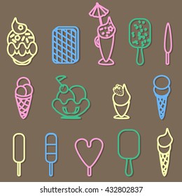 Set of different colorful  ice cream