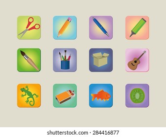 A set of different colorful icons