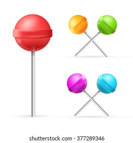 Set of Different Colorful Lollipops. Vector illustration