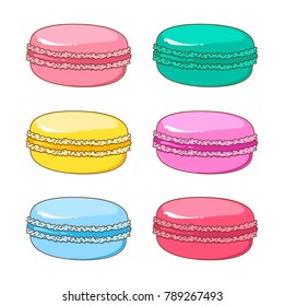 Set of different colorful macaroons. Sweet vector template for cooking and restaurant menu