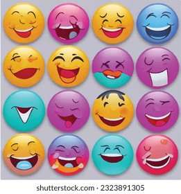 set of different colorful smileys