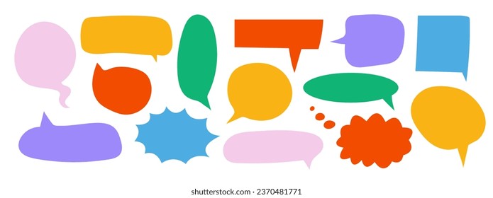 Set of different colorful speech bubble. Bubbles collection on white background. Vector illustration.