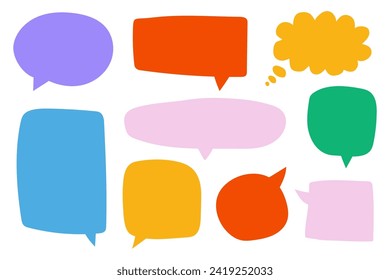 Set of different colorful speech bubble on white background. Vector illustration