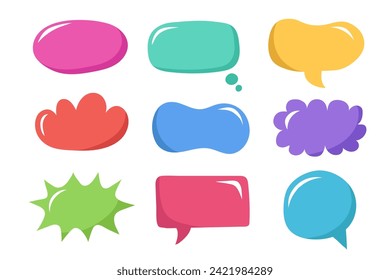 Set of different colorful speech bubble on white background. Vector illustration