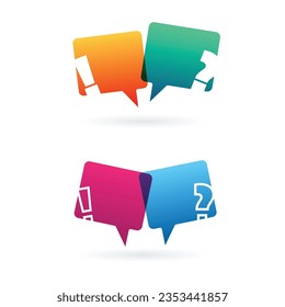 Set of different colorful speech bubbles with question mark and exclamation mark isolated on white background