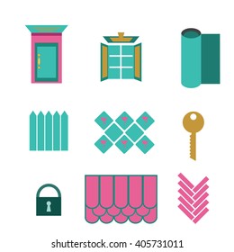 set of different colorful  tools for construction.